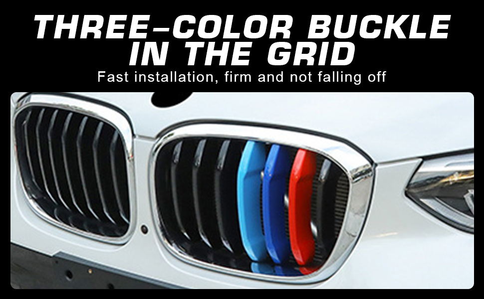 FLASHARK M-Colored Stripe Grille Insert Trims Compatible with BMW 11-20 X3 X4 Standard Kidney Grille