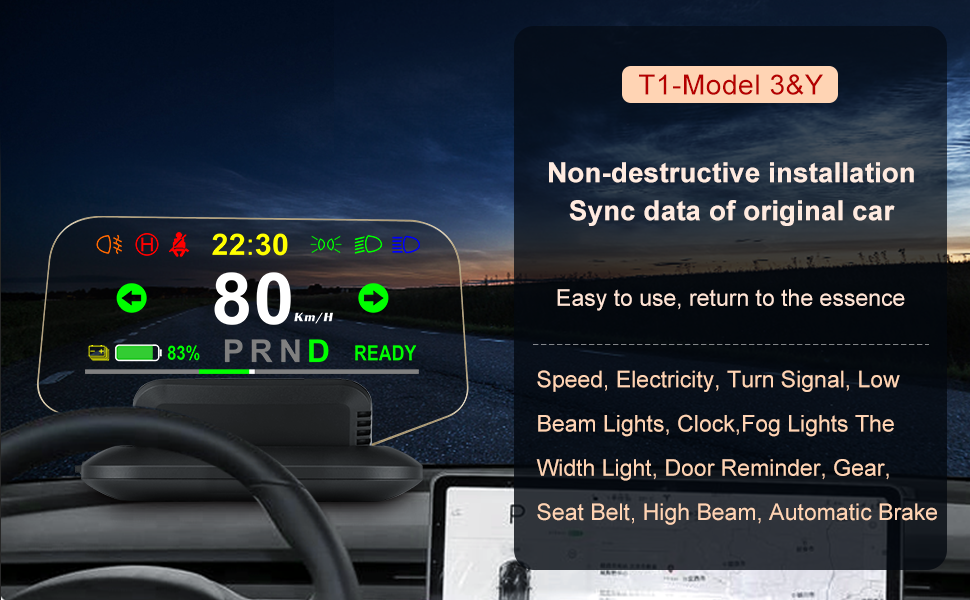 FLASHARK-Tesla-Model-3-Display,Model-Y-Heads-Up-Display,4.2-Inches-Car-HUD-TFT-LCD-Digital-Smart-Gauge-T1-Model-3-Y