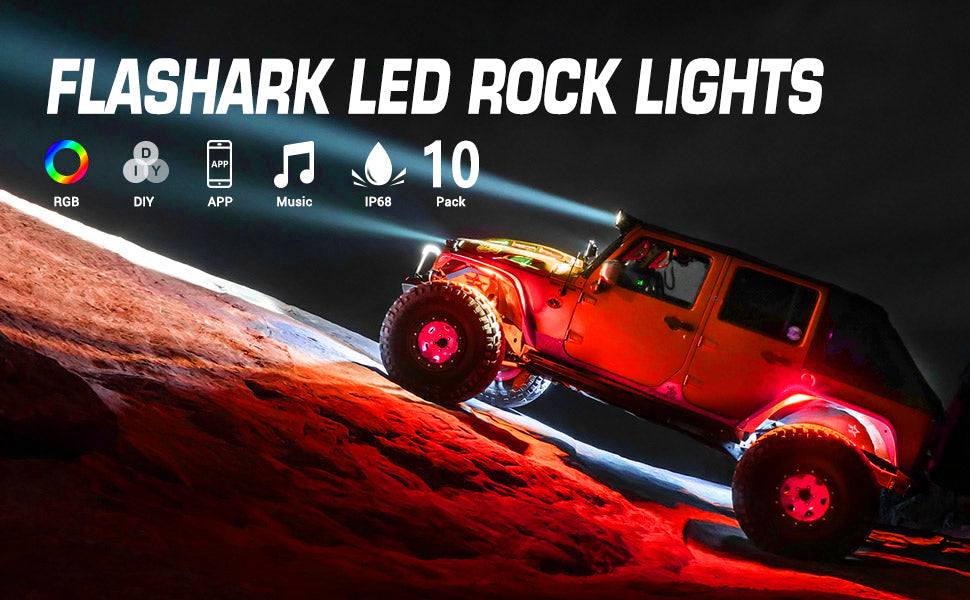 Ainostone Rock Lights for Trucks 10 Pods RGB LED Rock Lights with  APP/Remote Control Music Mode Extension Cords Wireless Underglow Lights  IP68