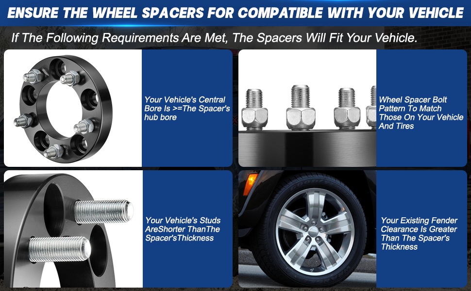 Wheel Spacers for 1984-2012 Jeep Cherokee Wrangler TJ YJ / 1955-2014 Ford / 1967-1969 Mercury 4PCS