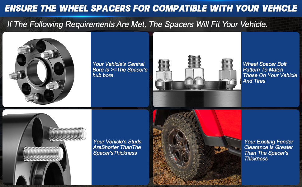 Wheel Spacers for 2018-2022 Jeep Wrangler TJ YJ  2011-2022 Dodge Durango 4PCS