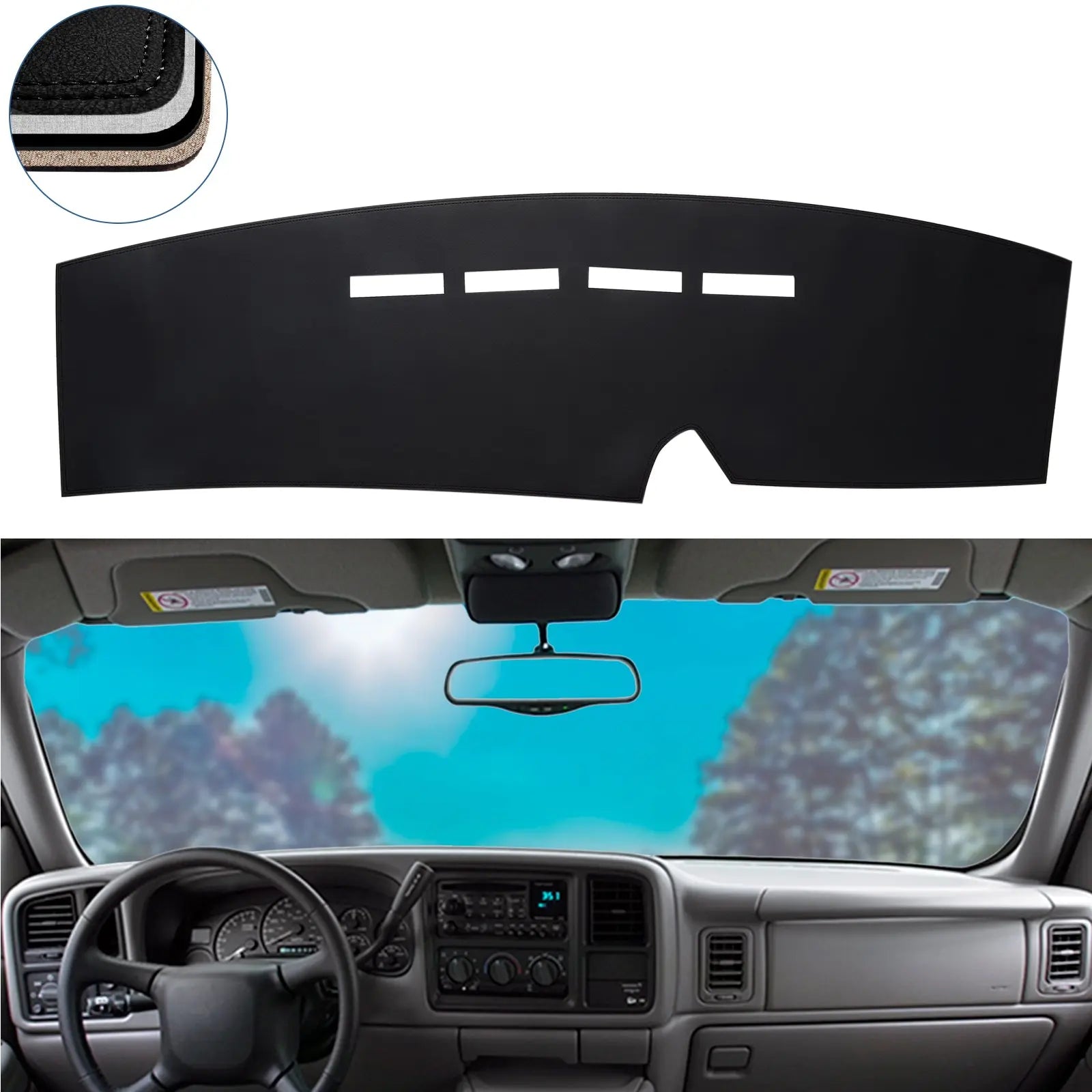 HanLanKa Dashboard Cover for GMC Sierra and Chevrolet Silverado- Fits  2007-2013 Models with Two Glove Boxes. Custom Fit Dash Mat, Won't Break  Dash