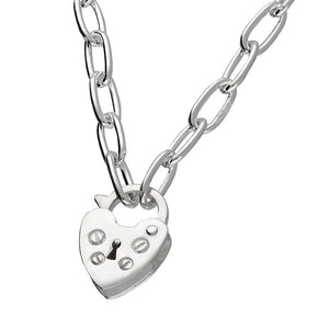 Sterling Silver Padlock Clasp Necklace