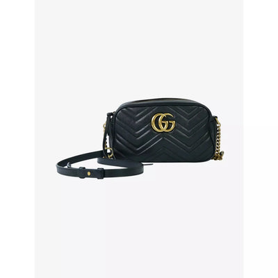 Gucci Marmont Black Velvet Leather Matelasse Shoulder Bag – Queen