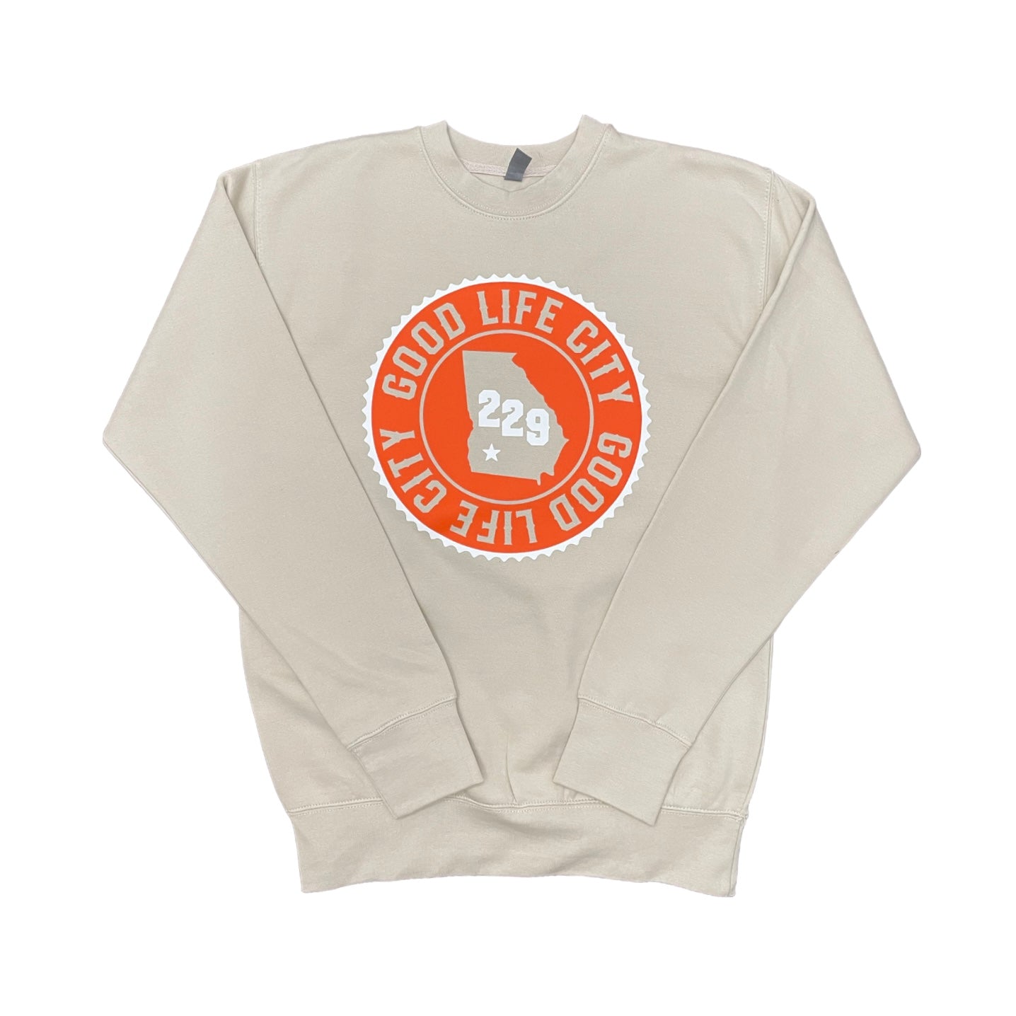 Good Life 229 Sweatshirt in Cream with Orange/White Logo