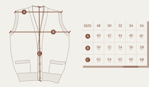 the fleece milano cardigan size chart