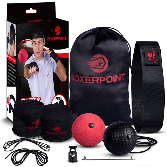 KTEBO Boxing Reflex Ball Headband Set, Boxballen Game Boxing Equipment,  Include 4 Different Boxball and 2