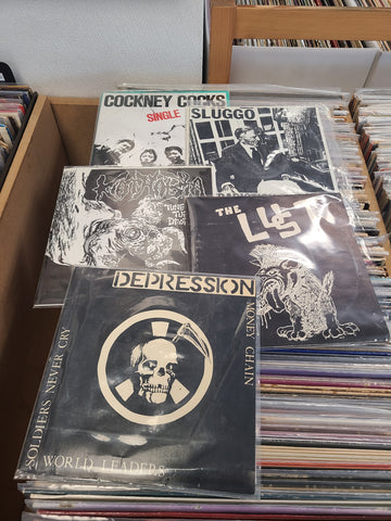 Sluggo the lust depression cockney cocks kathabuta hardcore punk vinyl 7"s 45 ep