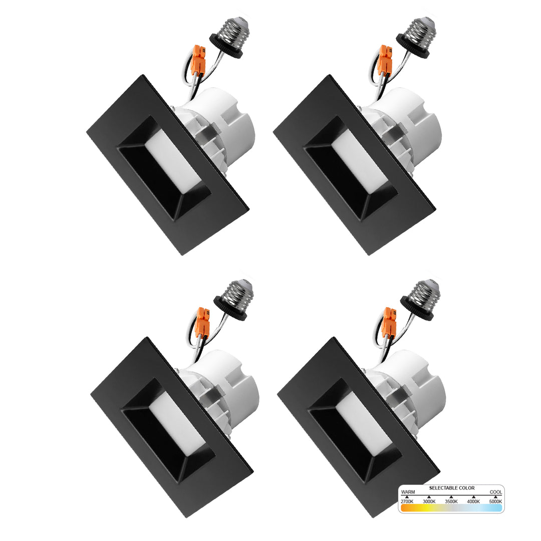 4" Inch Black Square Recessed Retrofit LED Downlight - 5 Kelvin Temper – NUWATT