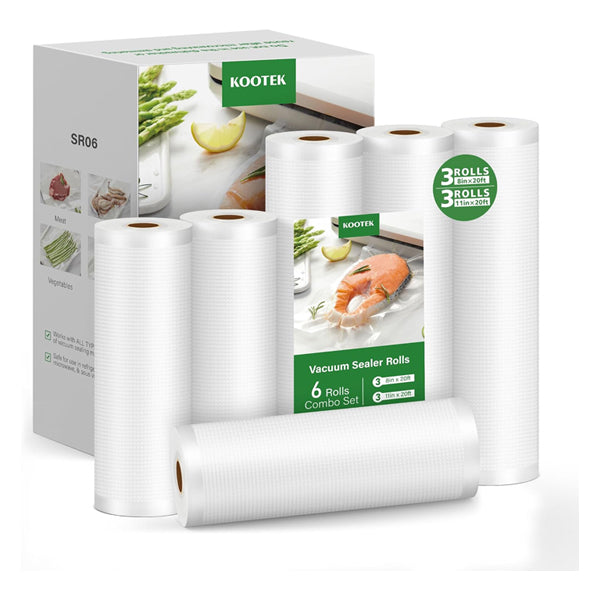 Kootek Vacuum Sealer Bags, 8 Pack 4 Rolls 8x20' and 4 Rolls 11x20' (