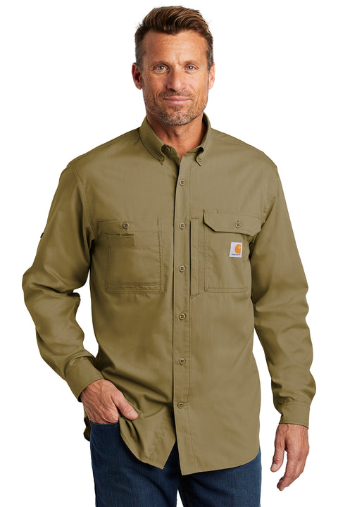 Carhartt Men's Rugged Flex Rigby Long Sleeve Work Shirt - Gravel