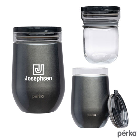 Perka® Rizzo 12 oz. Glass Mug w/ Silicone Grip & Lid