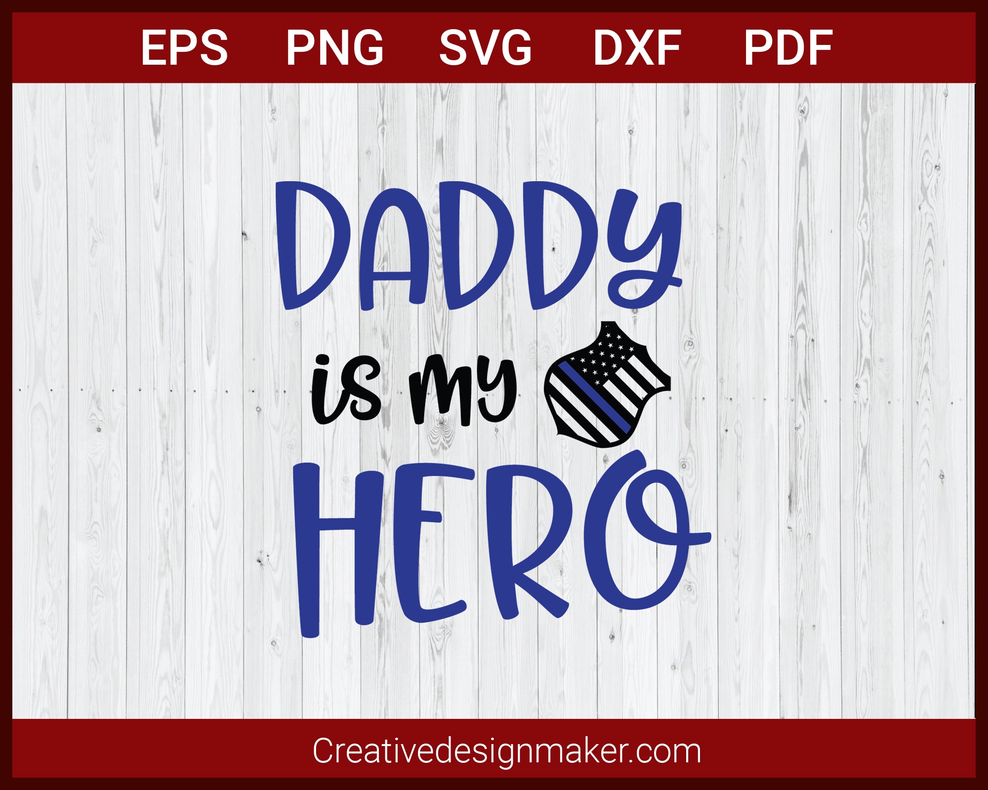 Daddy Is My Hero Police Officer SVG Cricut Silhouette DXF ...