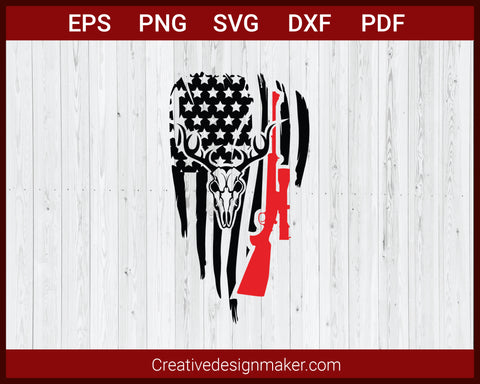 Deer Skull Hunting Flag SVG Cricut Silhouette DXF PNG EPS Cut File