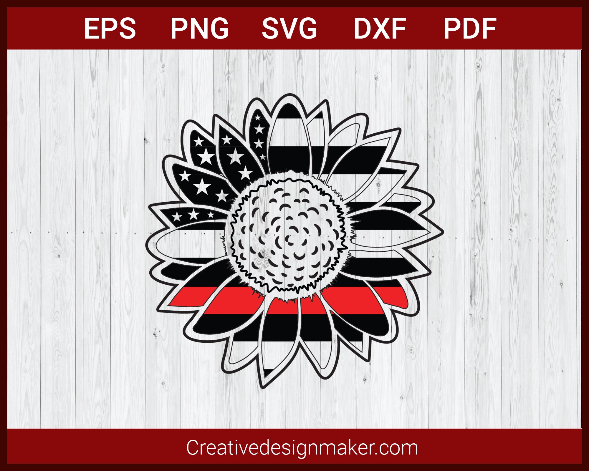 Thin Red Line Sunflower Svg Cricut Silhouette Dxf Png Eps Cut File Creativedesignmaker
