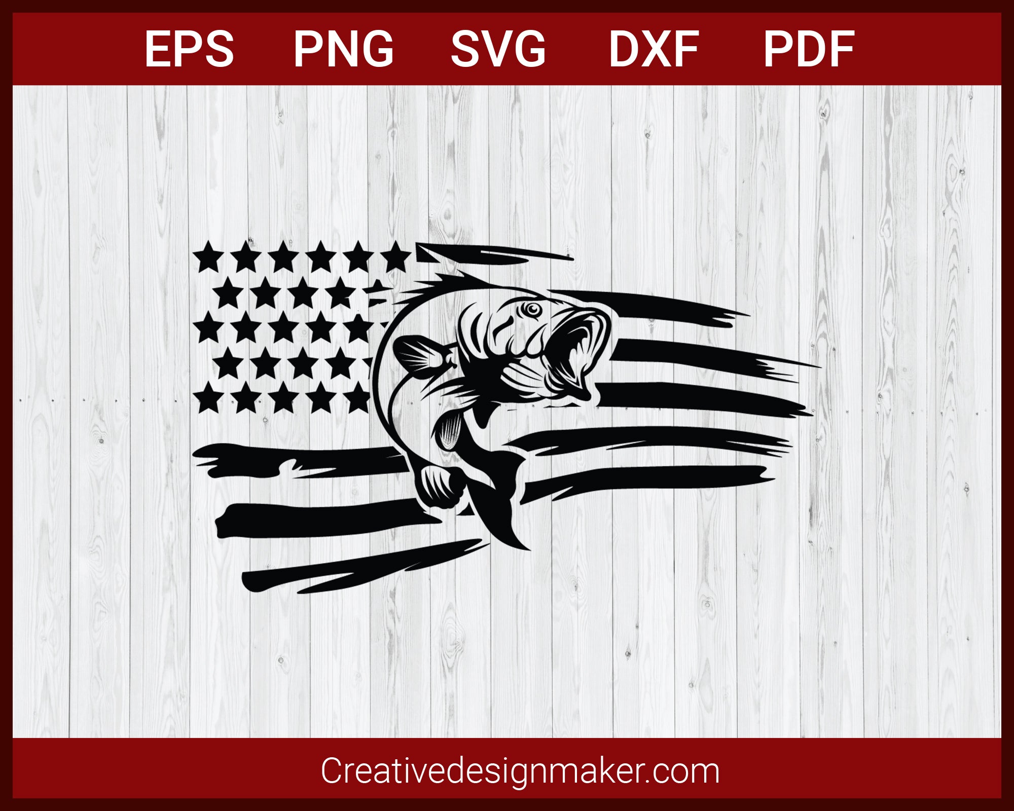 American Flag Fish T Shirt Svg Cut File For Cricut Silhouette Eps Png Creativedesignmaker