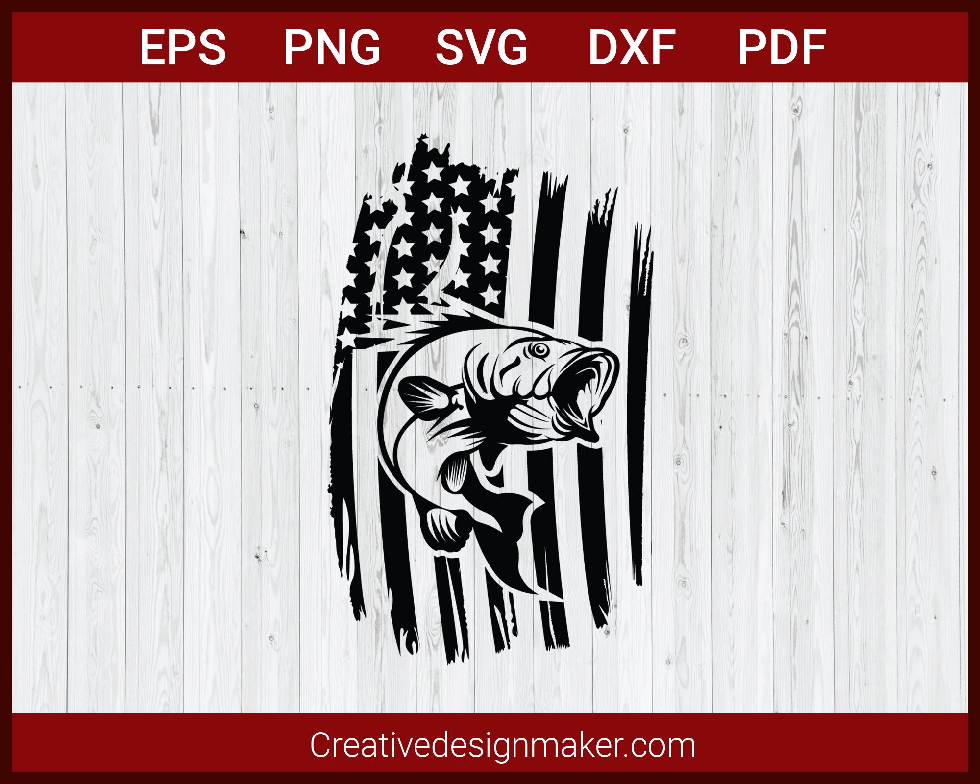 Download American Flag Fish Svg Cut File For Cricut Silhouette Eps Png Dxf Prin Creativedesignmaker