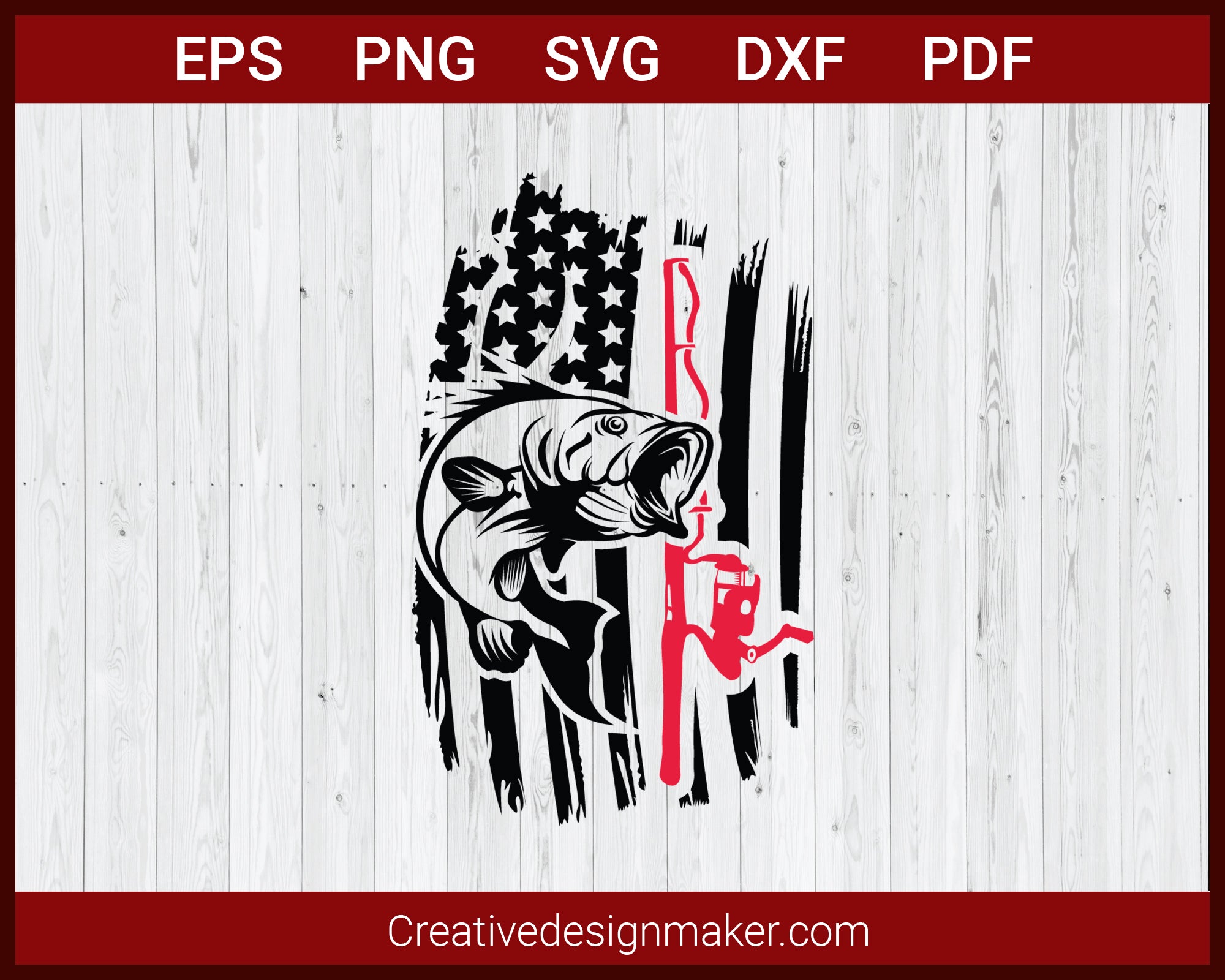 Download Fishing And Hunting American Flag Fishing Rod Svg Cricut Silhouette Creativedesignmaker