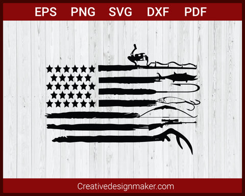 Free Fishing Hunting Flag SVG - Free Svg with SeleART