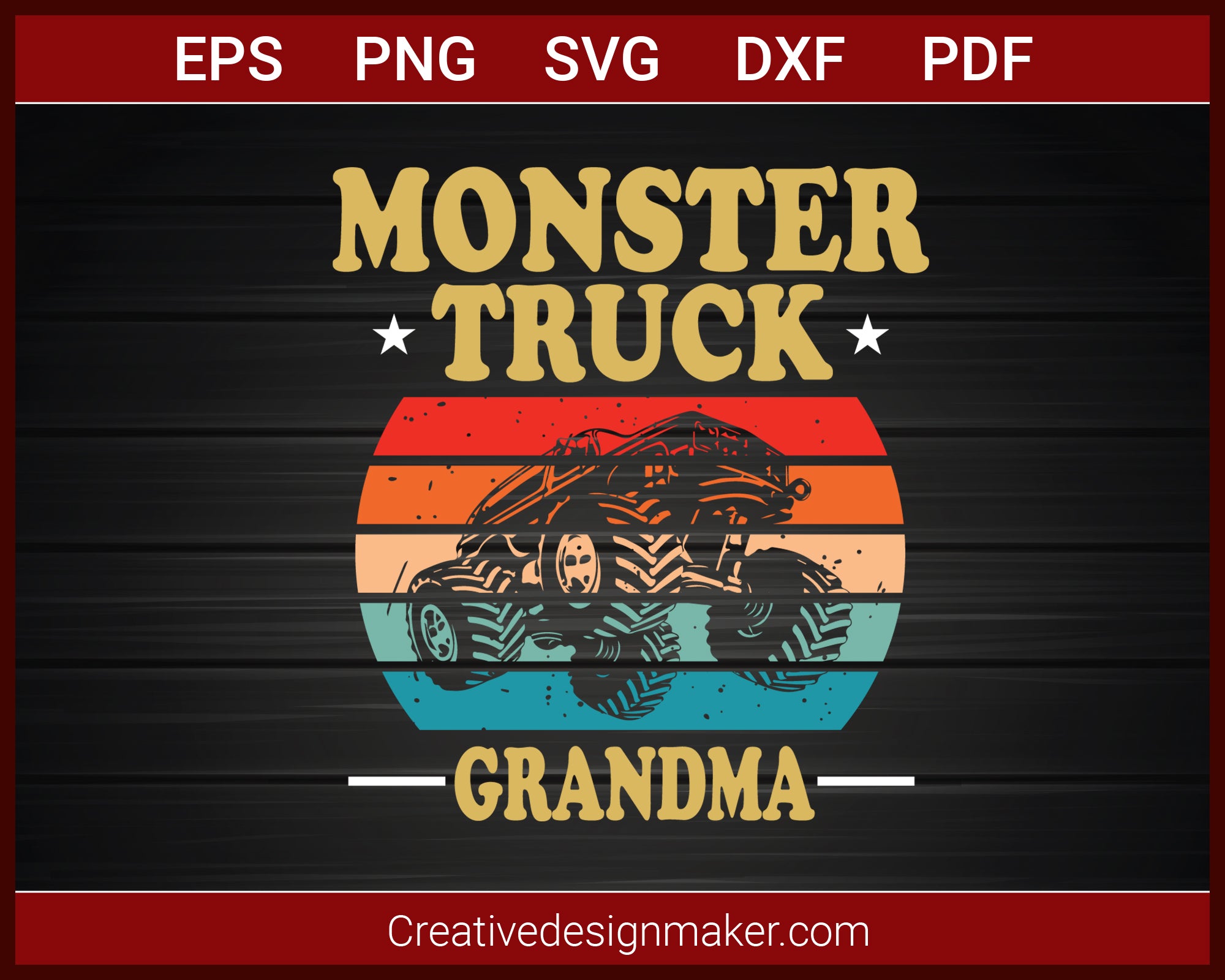 Download Monster Truck Grandma Retro Vintage Monster Truck T Shirt Svg Png Creativedesignmaker