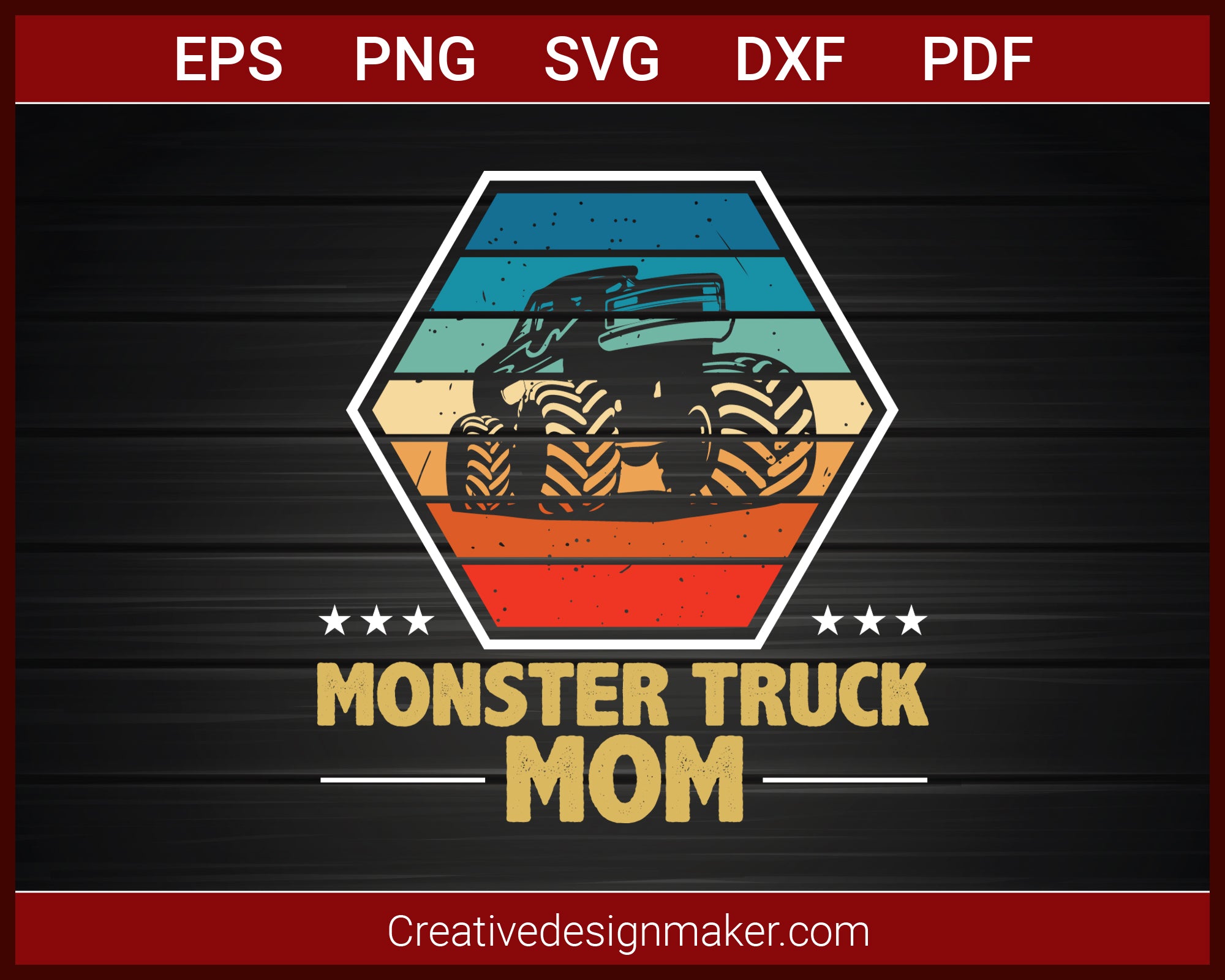Download Monster Truck Mom Retro Vintage Monster Truck T Shirt Svg Png Creativedesignmaker