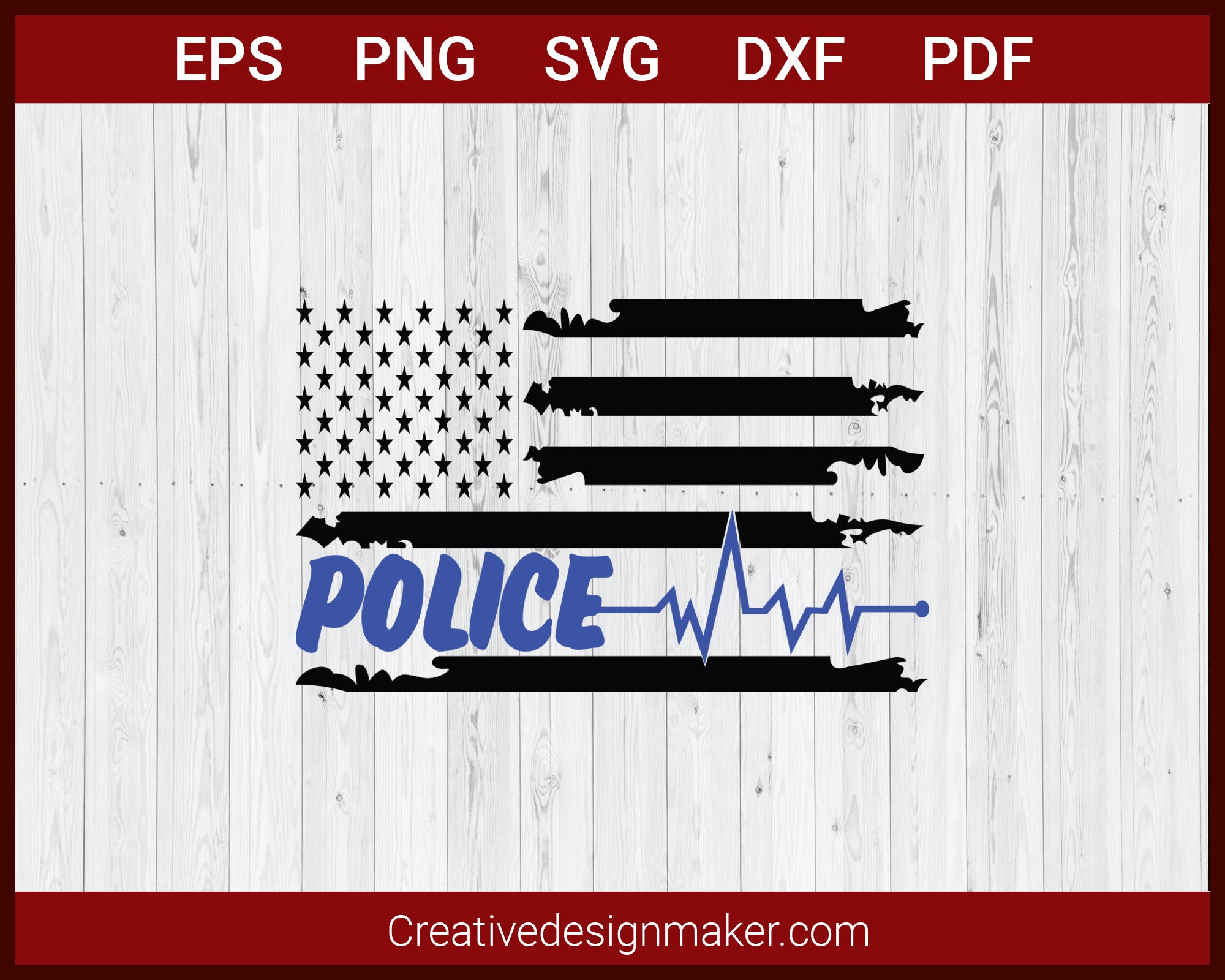 Download Back The Blue Badge Heart Beat American Flag Police Svg Cricut Creativedesignmaker