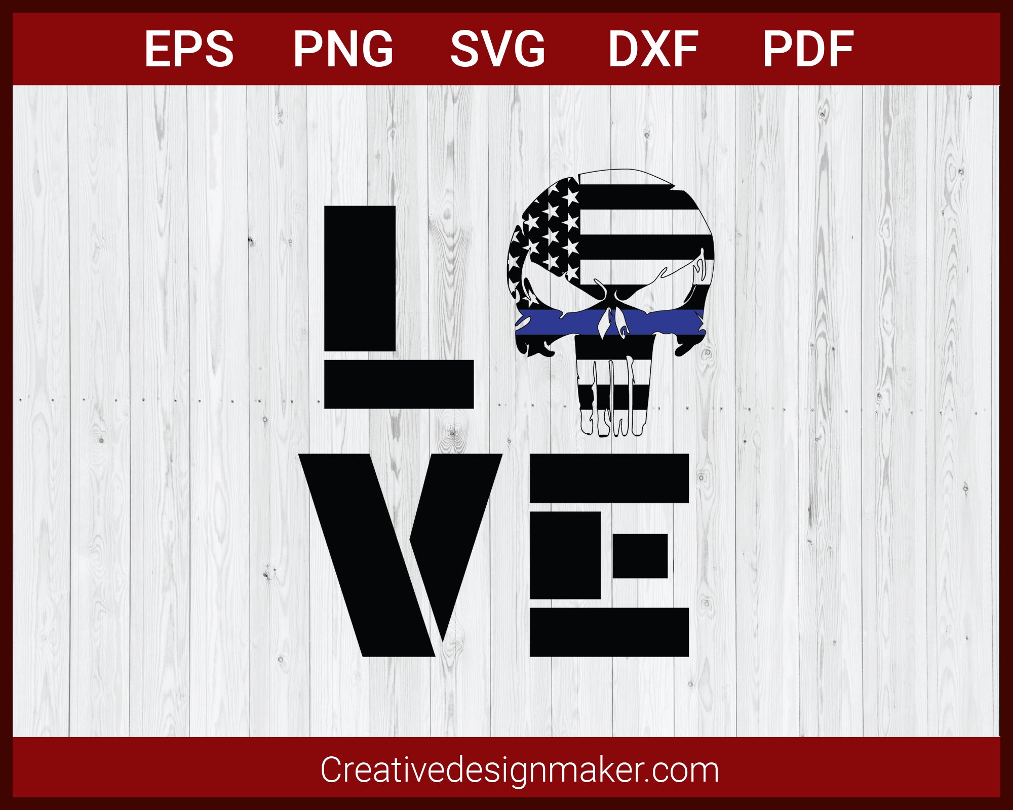 Download Love Our Police Officer Us Flag Skull Thin Blue Line Svg Cricut Creativedesignmaker
