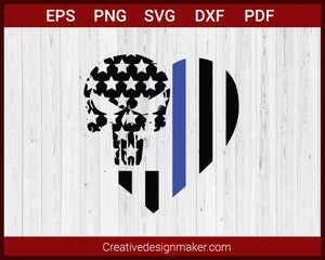 Download Love Police Officer Us Flag Heart Thin Blue Line Svg Cricut Silhouette Creativedesignmaker