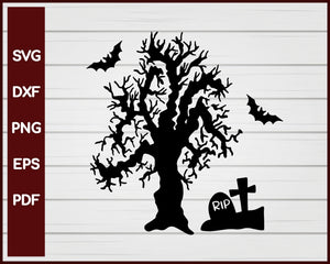 Download Tree Bat Tombstone Halloween Svg Creativedesignmaker