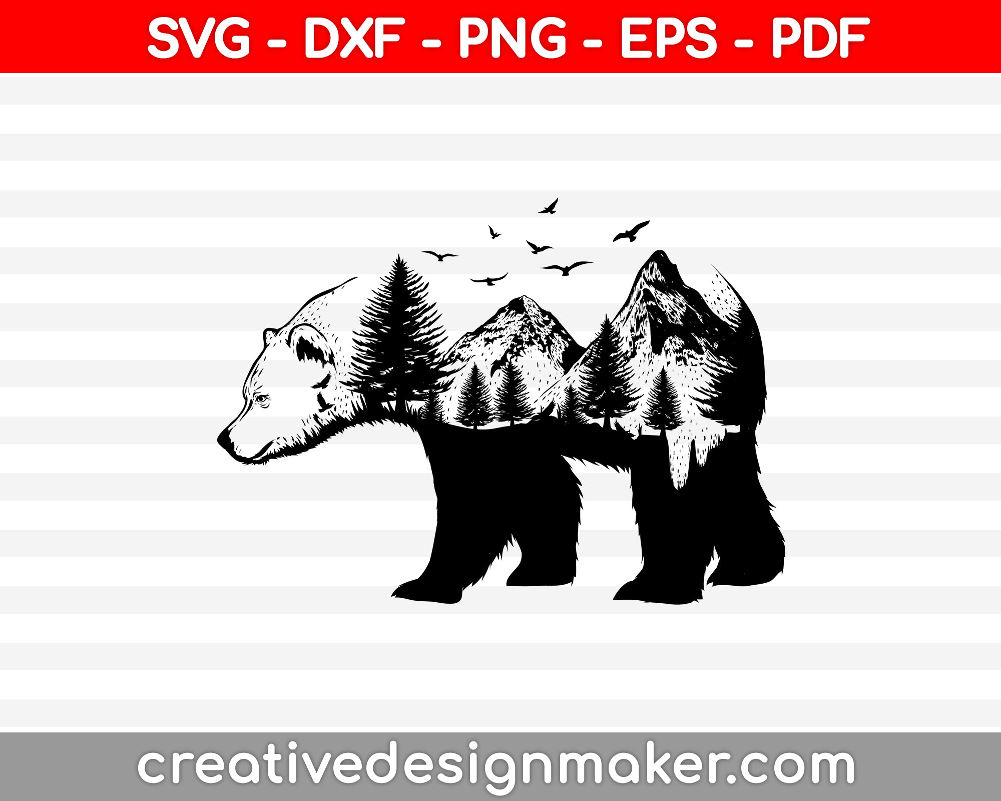 Mountain Range Bear Svg Png Cutting Printable Files Creativedesignmaker