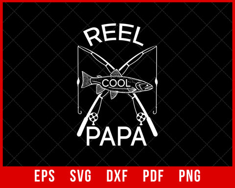 Mens Reel Cool Papa Fishing Dad Gifts Father's Day Fisherman Fish TShirt  V-Neck T-Shirt