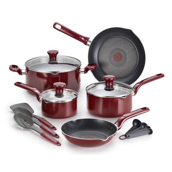 T-Fal Excite Aluminum Fry Pan Set Red