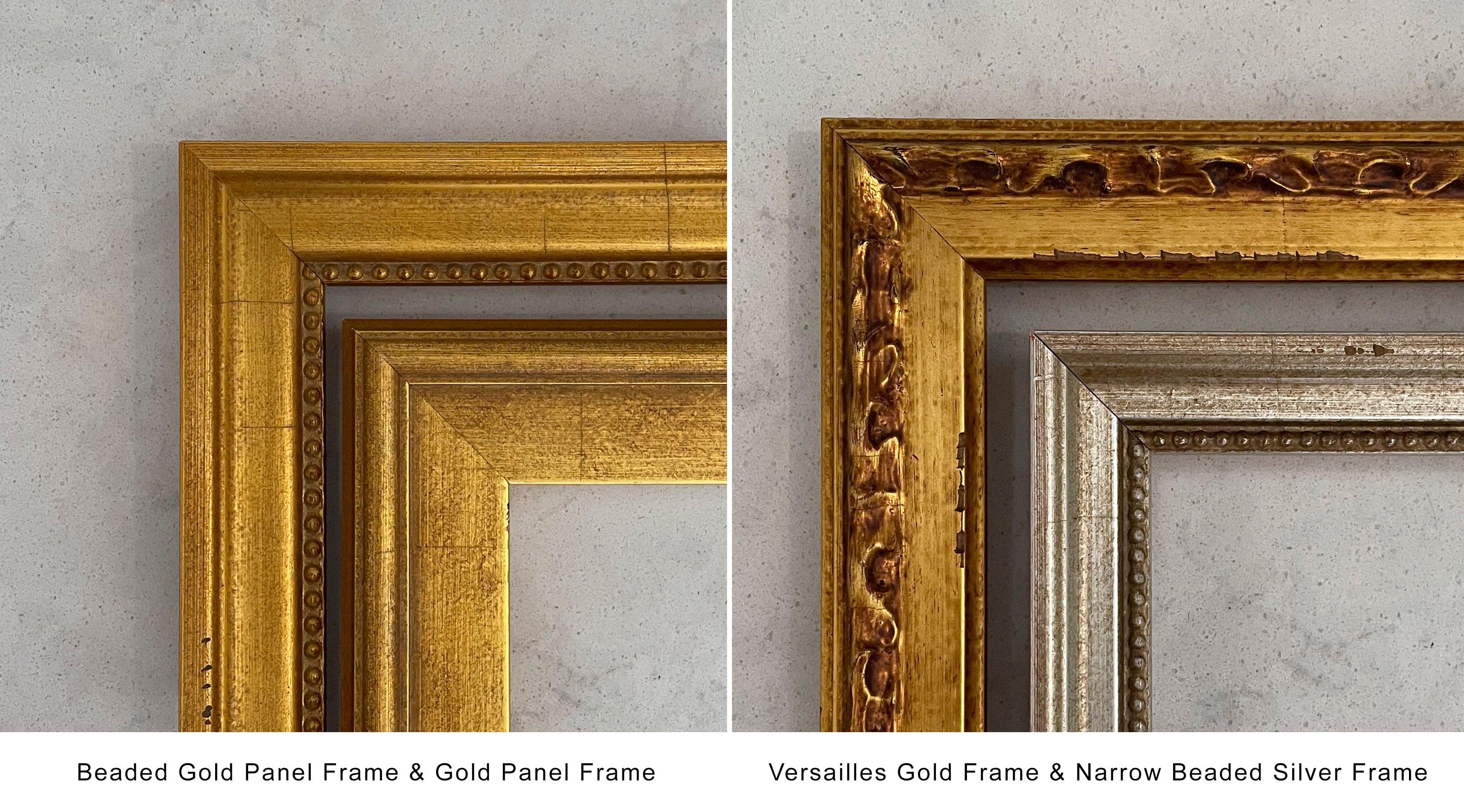 Beaded Gold and Gold Panel Frames
