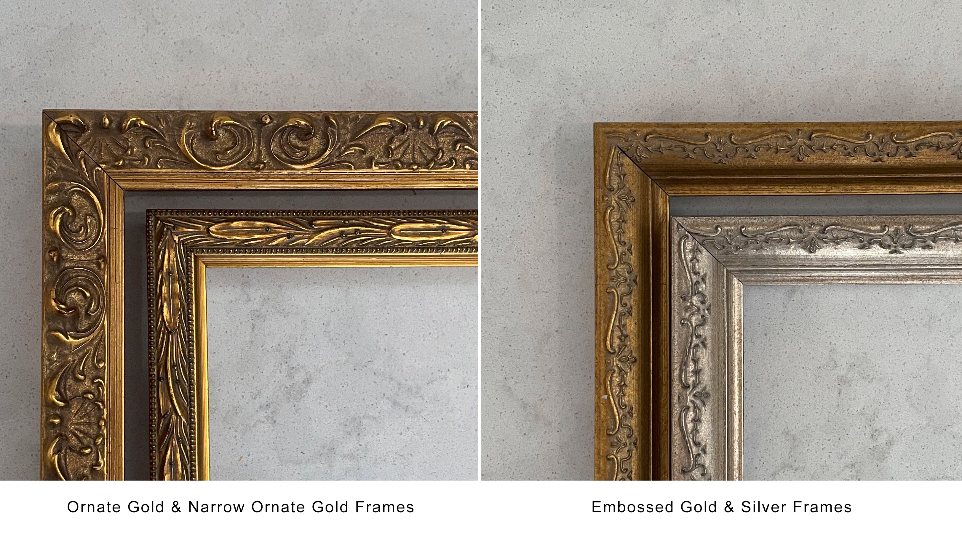 Ornate Gold and Narrow Ornate Gold Frames