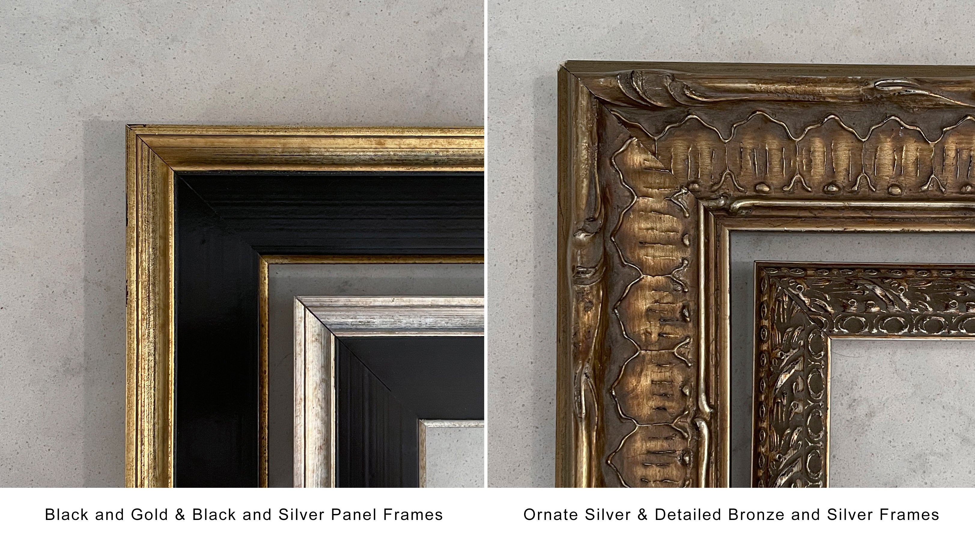 Black and Gold Panel and Black and Silver Panel Frames