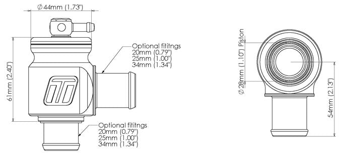 Turbosmart Kompact Plumb Back Blow Off Valve Dimension Specifications