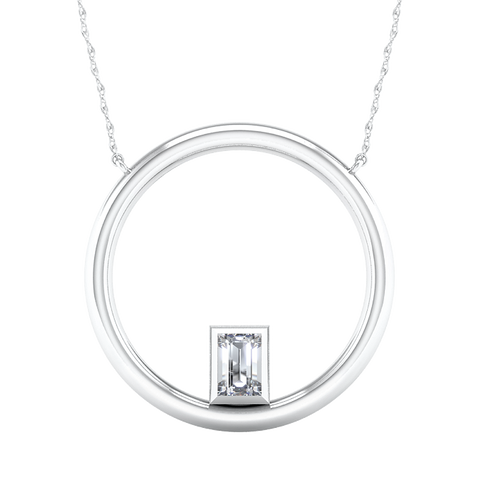 Dije Círculo con cadena y diamante corte esmeralda | Bo&Co