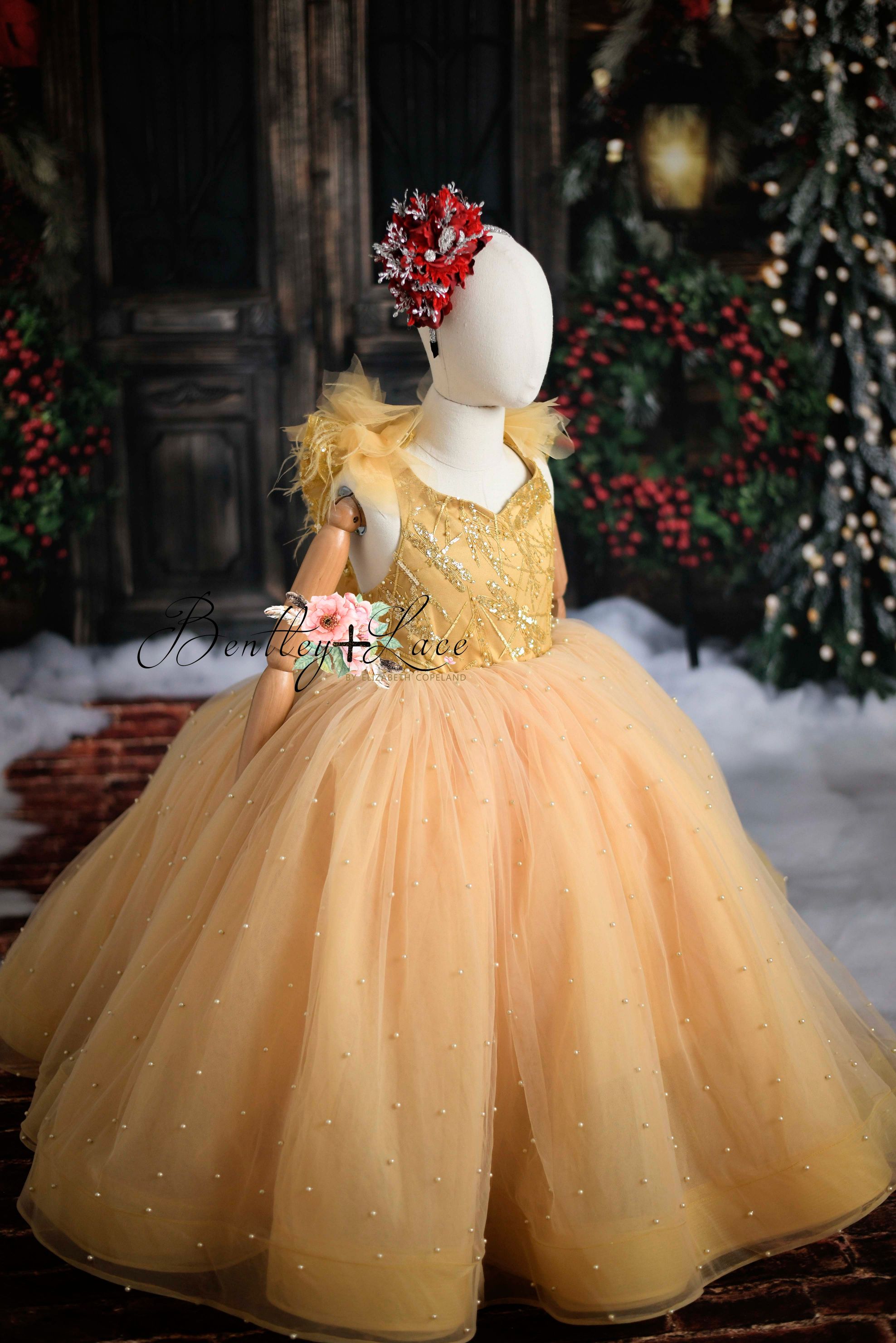 Gold Sequin Toddler Ball Gowns Girls Pageant Dresses Jewel Long Tails Formal  Kids Party Gown Flower Girl Dresses For Weddings 2021 From 89,86 € | DHgate