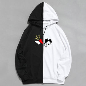 angel and devil hoodie black and red