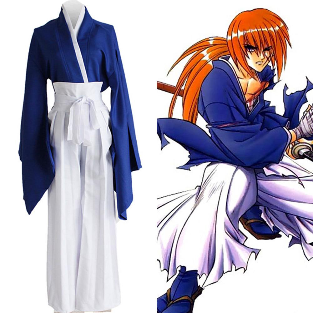 Anime Rurouni Kenshin Himura Kenshin Blue Kendo Kimono Cosplay Costume Alleyon