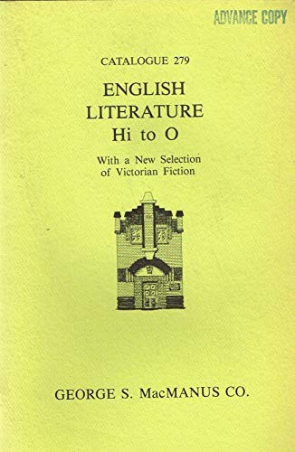 George S Macmanus Co Catalogue 279 English Literature Hi To O Wit Pigeonhouse Books Dublin