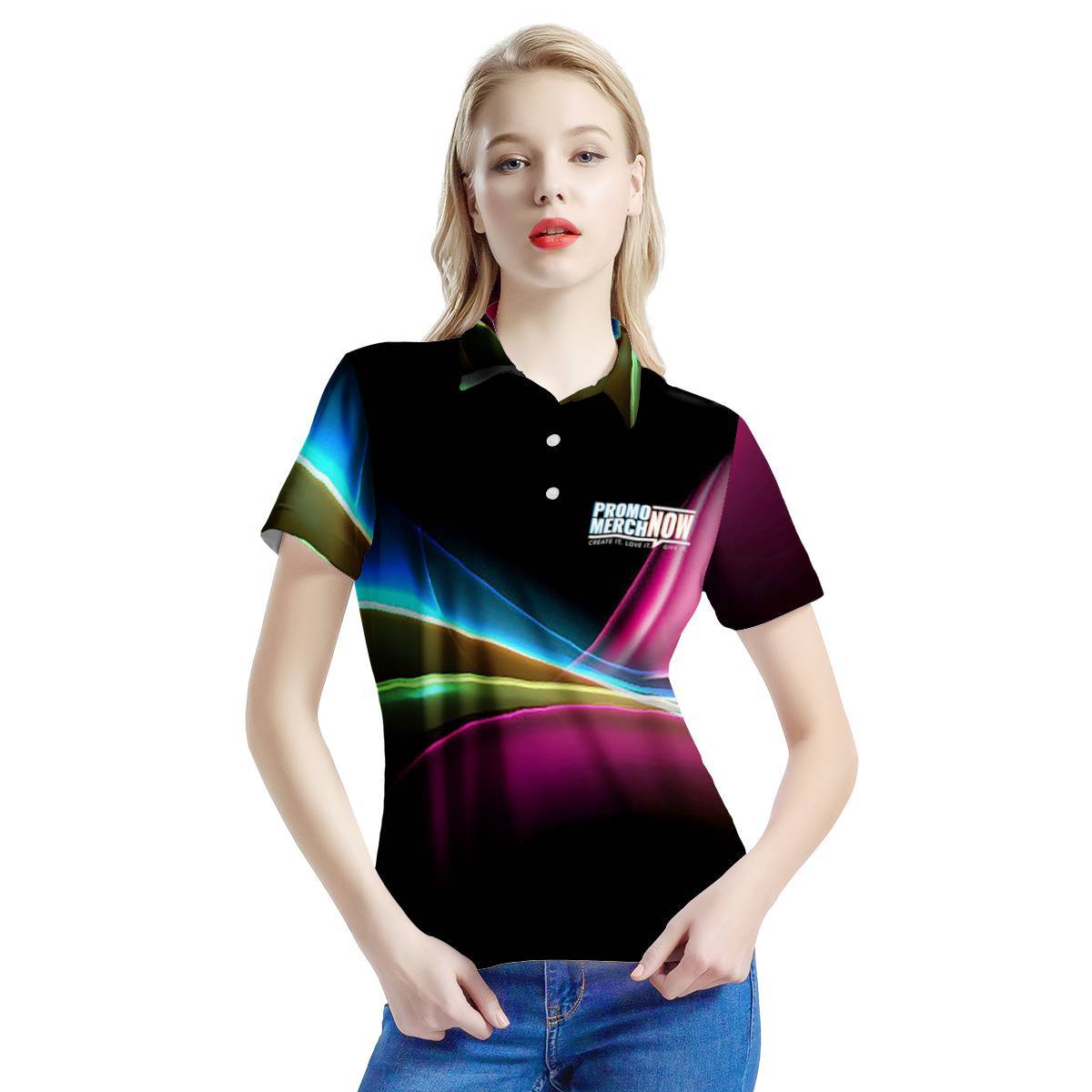 womens printed polo shirts