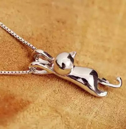 kitty necklace silver jewellery for cat ladies