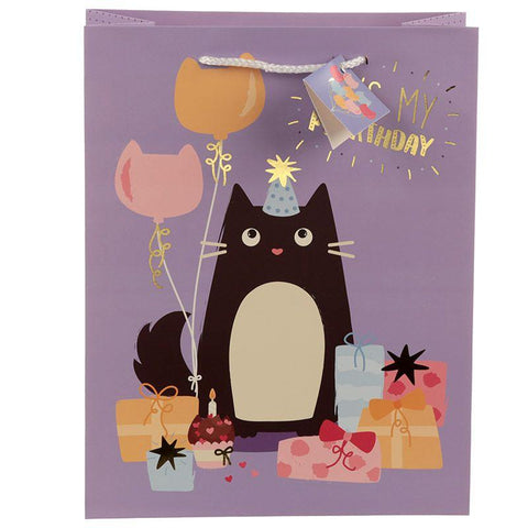 happy purrthday birthday paper bag for cat owners