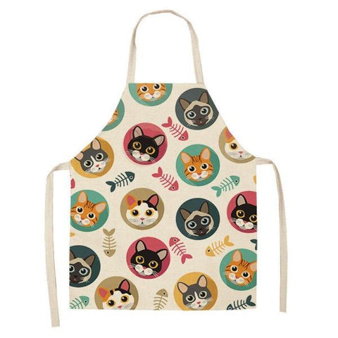 cat and fishbone print apron feline themed gift for cat people