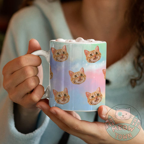 personalised photo kitty cat dog head mug