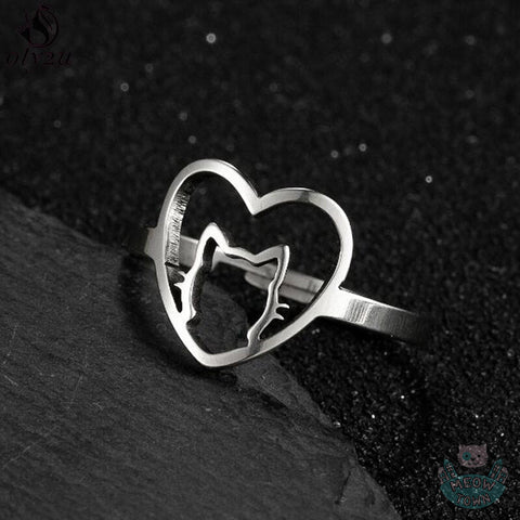 cat and heart ring laser cut accessory for cat lovers