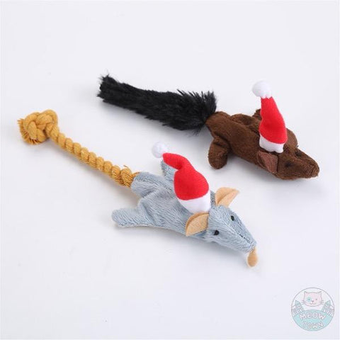cat toy mice in santa hats mouse christmas