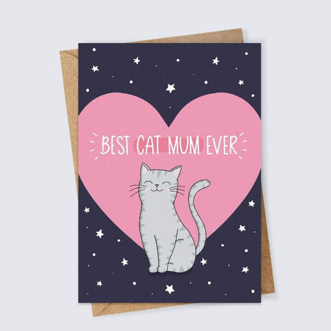 best cat mum ever greeting card for cat lovers mothers day