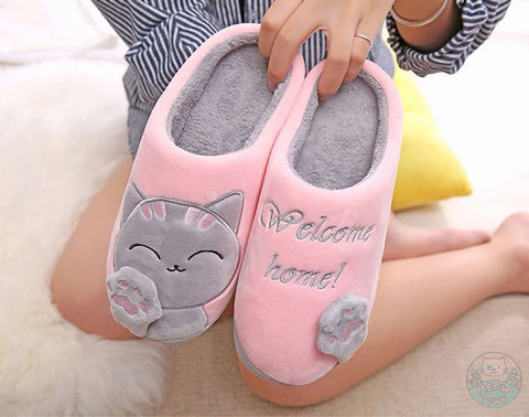 cat kitty slippers present